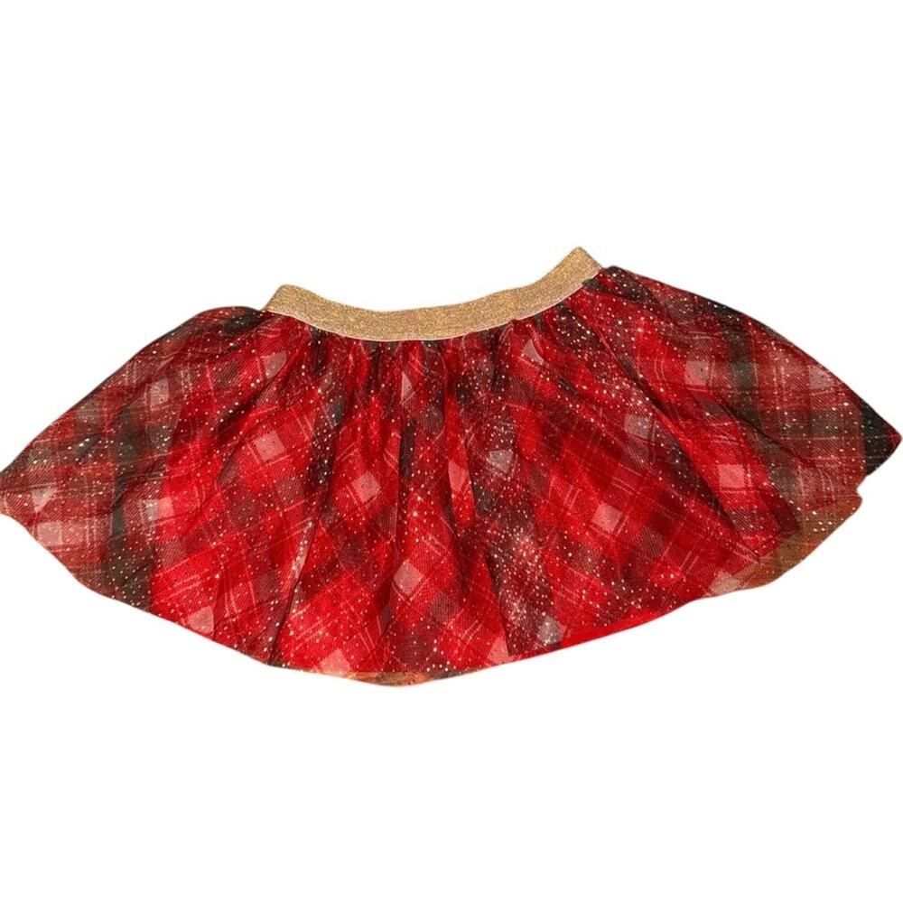 Holiday‎ Time Girl 3T Red Plaid Tutu Skirt Glitter Christmas Festive Party